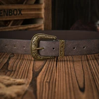 Hommes - Femmes - Western Denim - cuir pu - Ceinture - Jeans vintage avec ceinture à boucle sculptée florale 5
