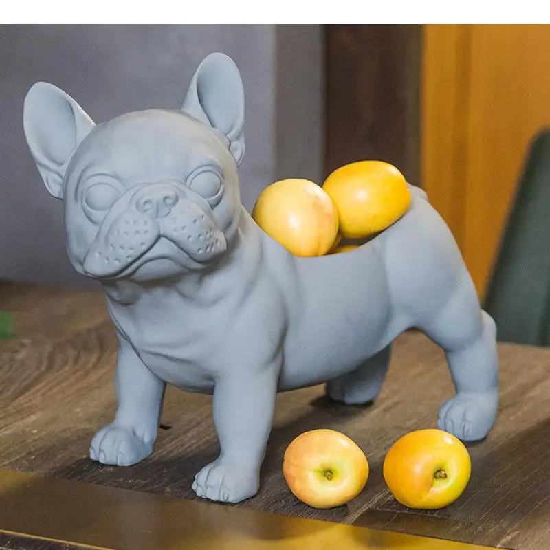 

Lovely Bulldog Storage Ornaments Candy Snacks Bowl Desktop Sundries Organizer Box Resin Simulation Crafts Home Decoration Modern