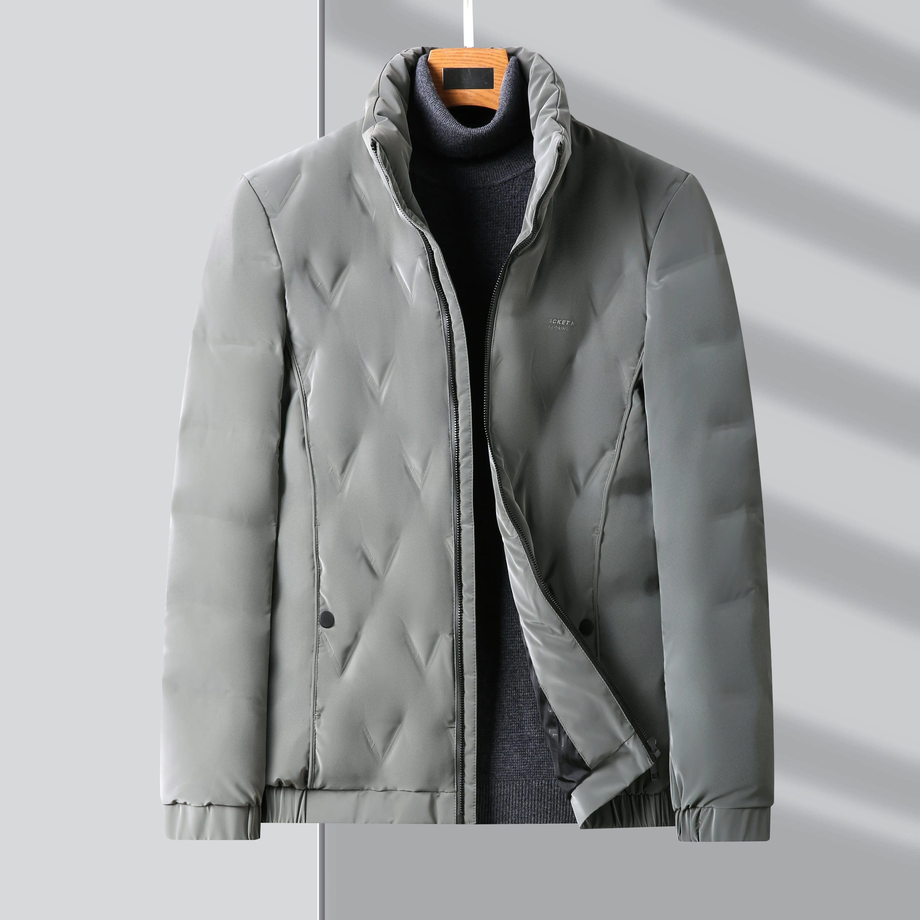 

New Quality Luxury Men's White Duck Down Jacket Stand Up Collar Zipper Warm Parka Coat Korean Fashion Casual Windproof Menswear