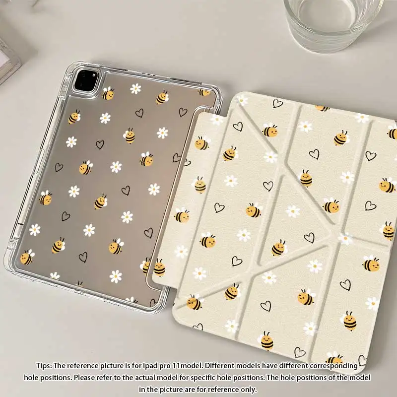 Y-Fold Acrylic iPad Case with Pencil Holder and Double-Sided Pattern