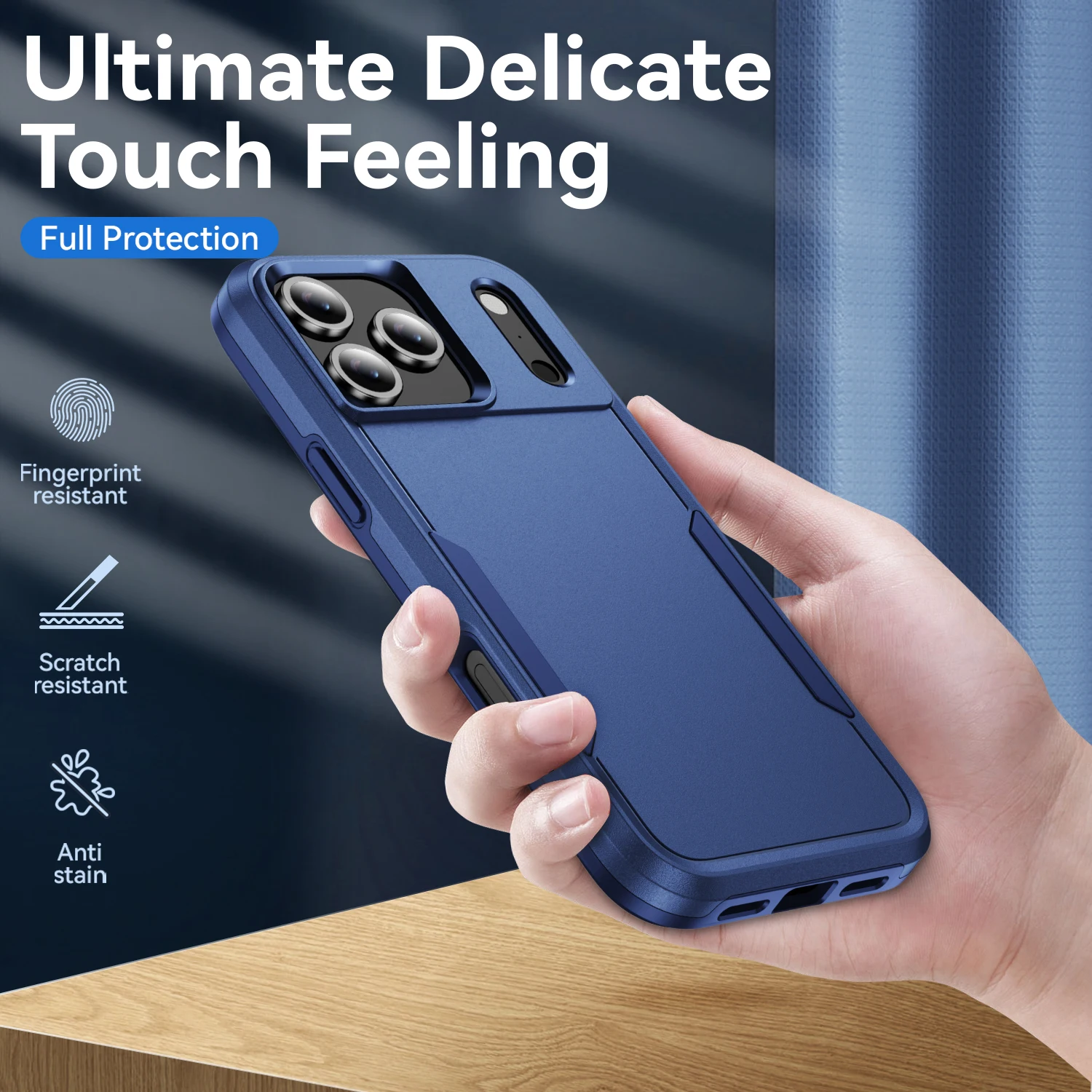 Shockproof Armor Defender Matte Phone Case - Hard PC+TPU Protective Cover with Bumper Design