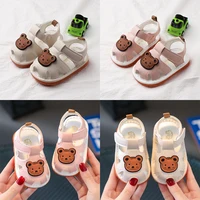 Summer Baby Sandals Cartoon Bear Applique Breathable First Walkers Cute Infant Toddler Boys Girls Soft Sole Anti slip Shoes 1