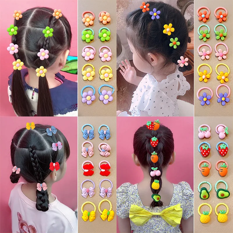 

10Pcs/Set New Cute Cartoon Headbands Girls Elastic Hair Bands Hair Accessories for Kids Scrunchies Headwear Ornaments Gift