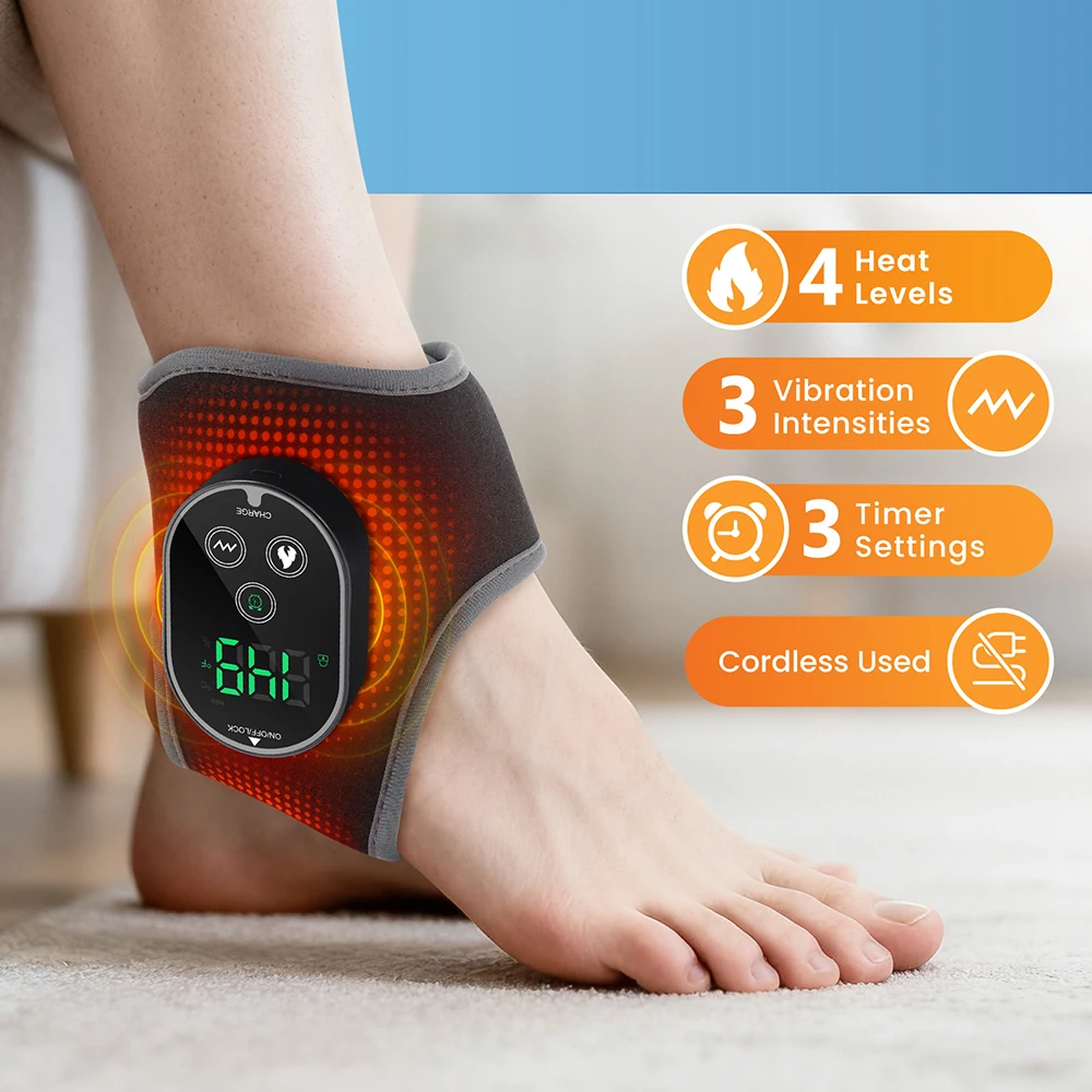 Electric foot massager can vibrate and heat the ankles, Heated Ankle Massage Wrap Ankle Protector Support Brace For Joint Sprain