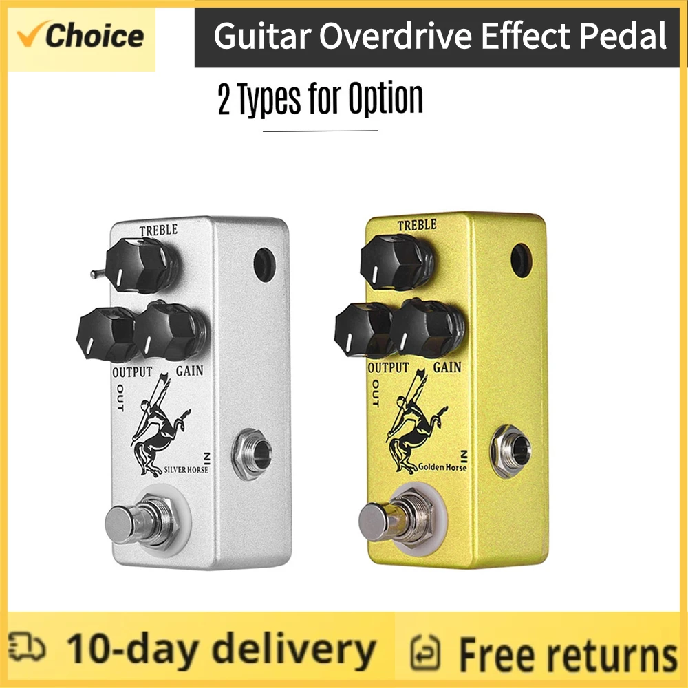 MOSKYClassicGoldenSilverHorseGuitarPedalOverdriveGuitarEffect