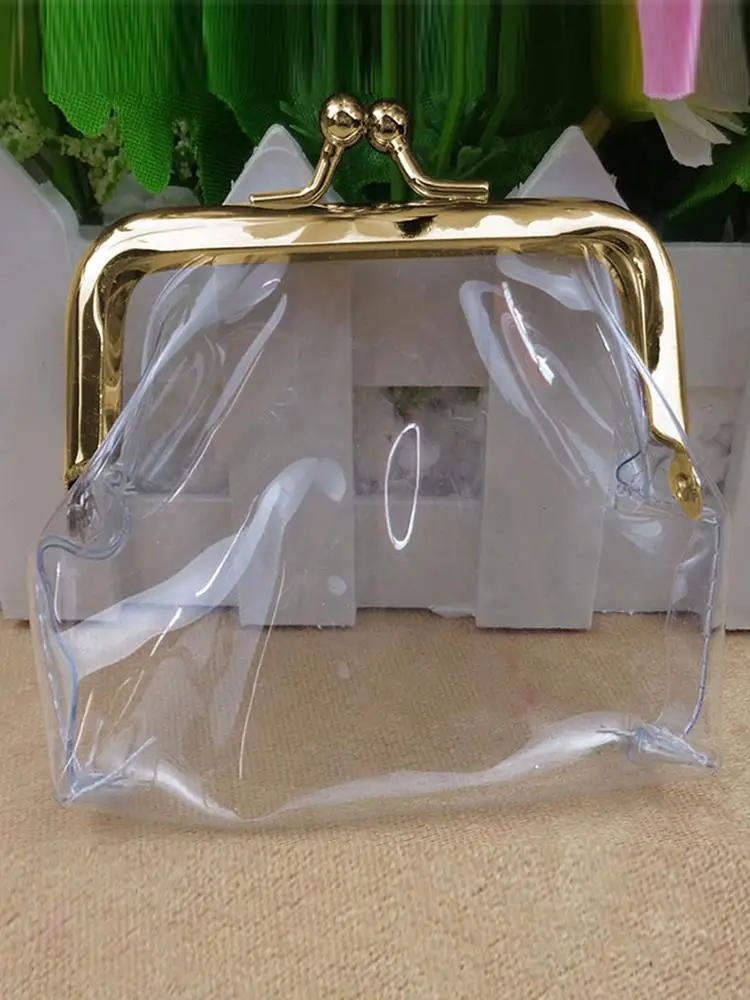 2024 Iron Mouth Clip Wallet Transparent Coin Purse Lipstick Credit ID Card Portable Bus Card Holder Multifunctional Change Purse 5