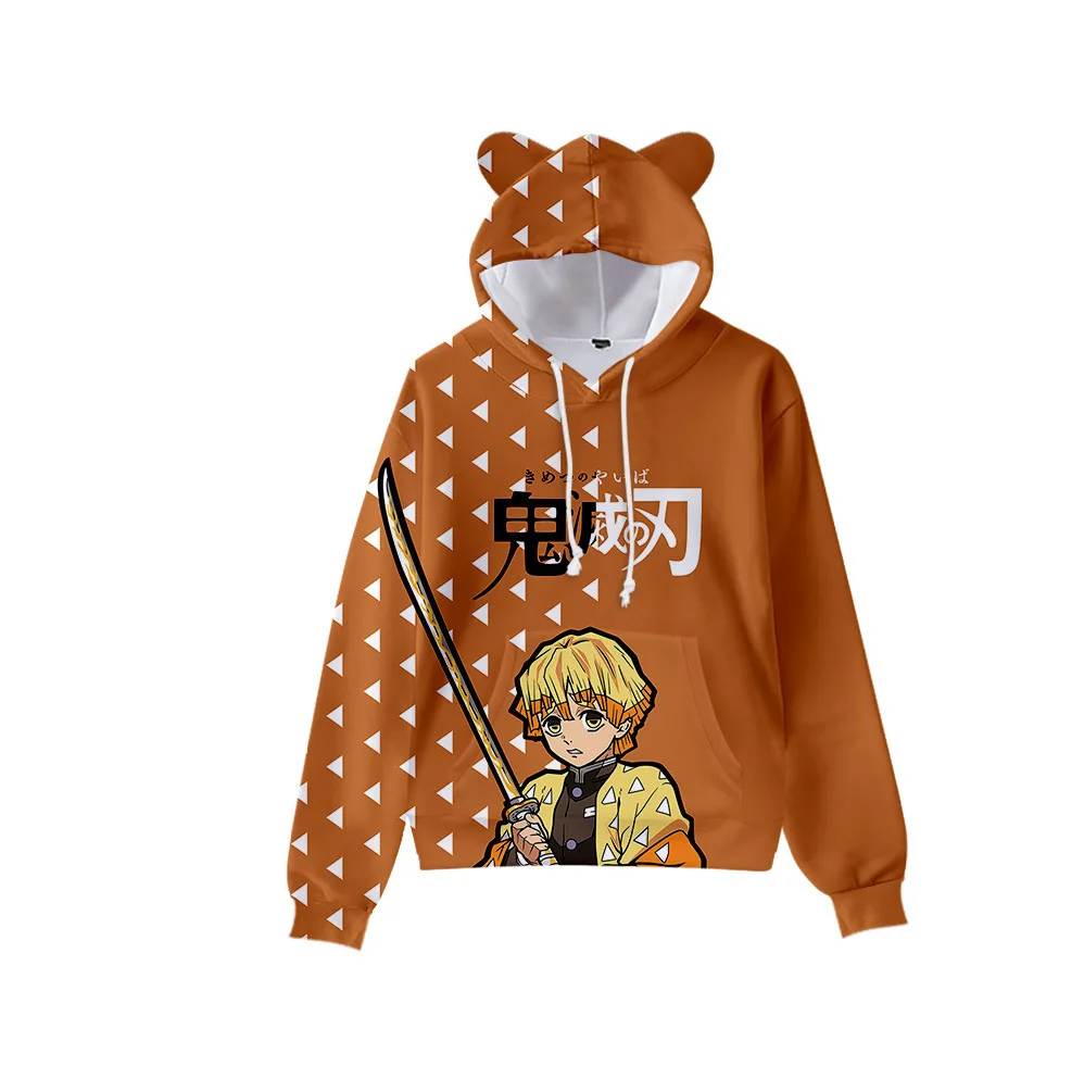 Japan Anime Demon Slayer Print Pullover Cute Cat Ears Hoodies for Men Cartoon Sweatshirt Cosplay Costume Hoodie Sweatshirts худи- S4f486ed5e29d48858fe9bffb884466d5F