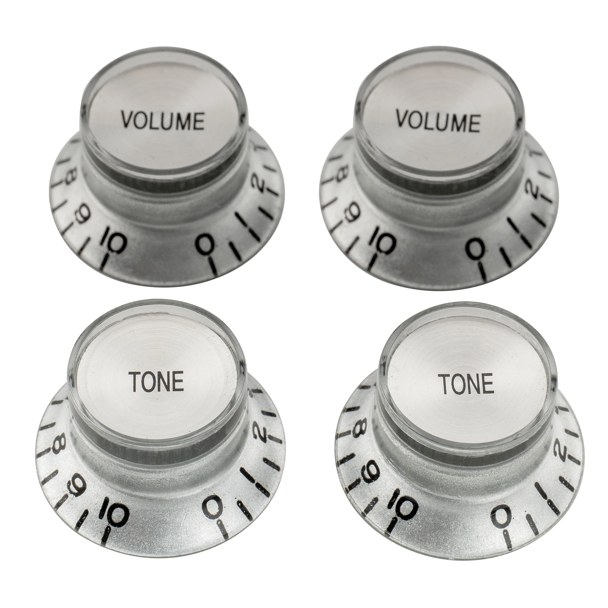 Musiclily Pro Fine 24 Scanalature Manopole Dome in Acciaio con Top Abalone Push-on Knobs per USA Chitarra Elettrica o Basso 18x16,5 mm, Cromato (Set di 2