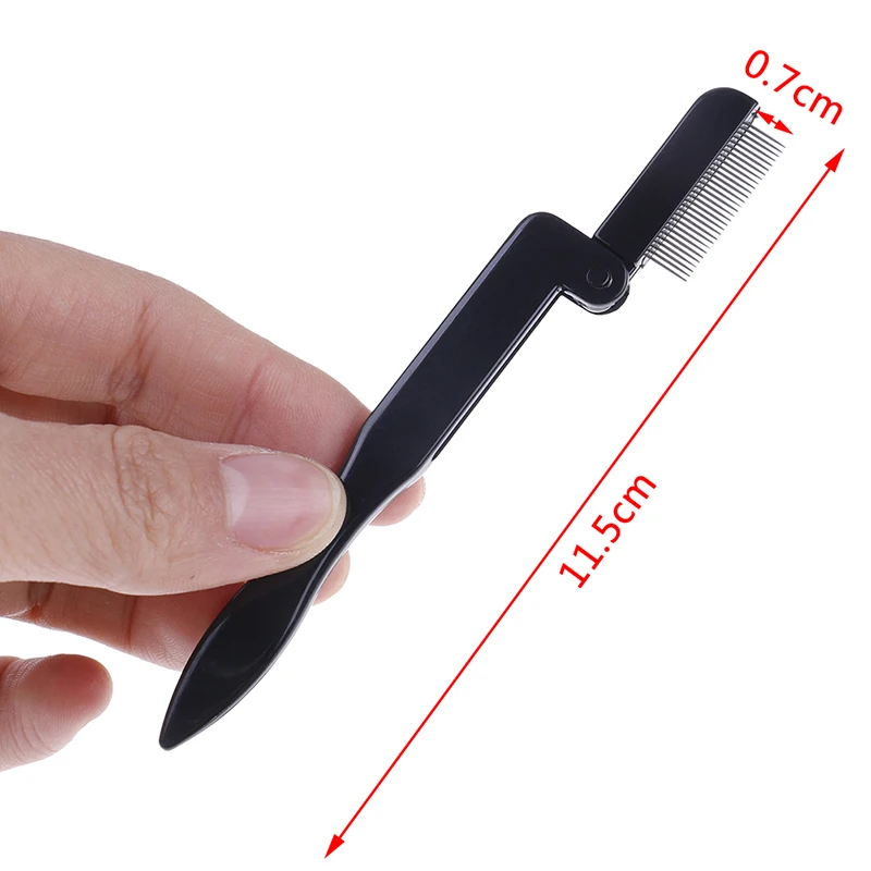 【접이식 속눈썹 빗 금속 눈썹 브러쉬 도구 마스카라 분리기 래쉬 컬 블랙】