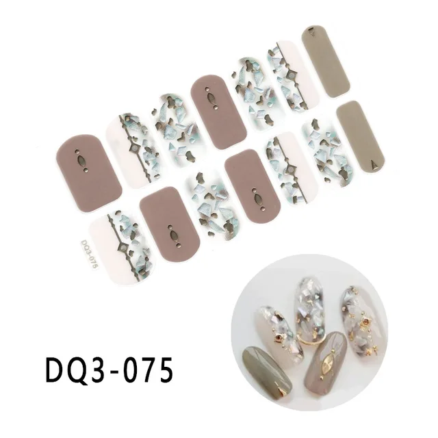 Korean Fashion Colorful 3D Glitter Sequins Nail Art Stickers Manicure DIY Nail Strips Wraps Solid Color DQ3-075