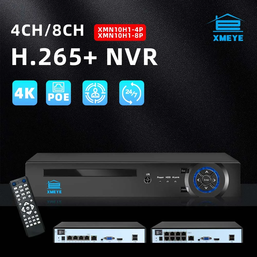 DVR de 4 canales: aplicación Xmeye Full HD 1080p 6 en 1 HD de 500 GB