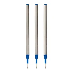 Versatile Metal Ballpoint Pen Refill Set - Black, Blue, Red Ink (3 PCS Blue Refills)