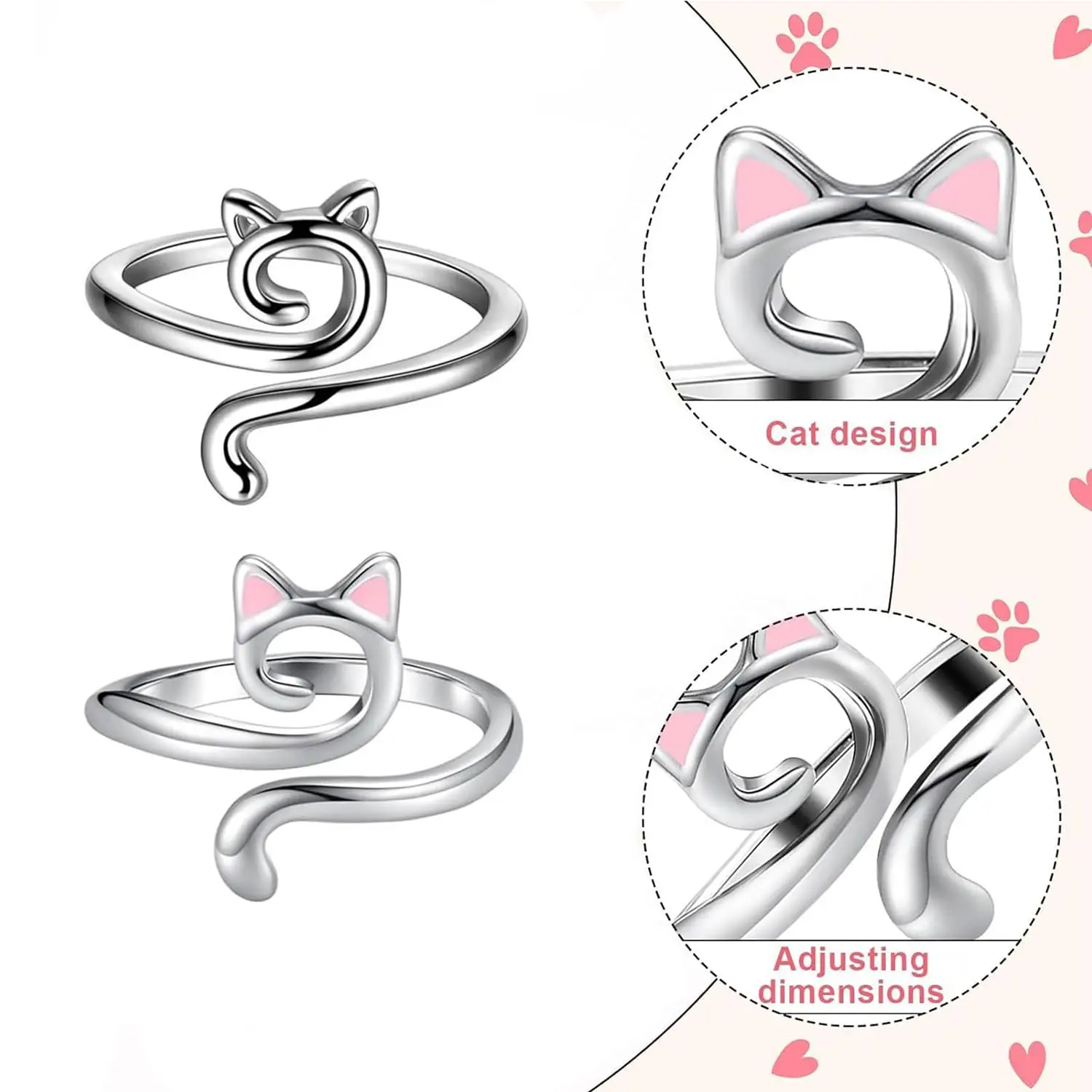 3pcs Crochet Ring Finger Cute Cat Crochet Loop Ring Adjustable Yarn Guide Holder Knitting Tension for Women DIY Craft Scarf
