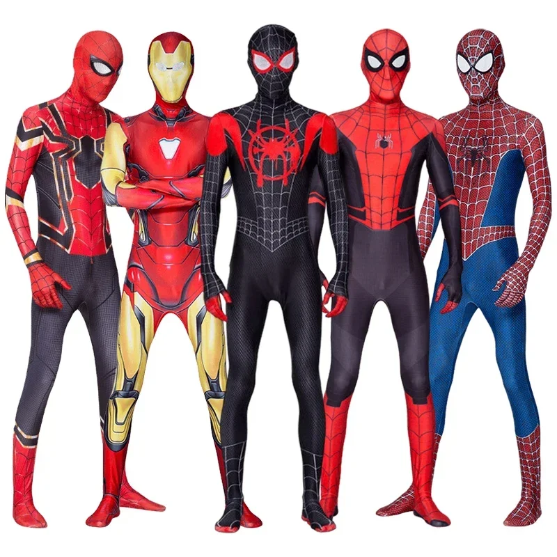 Cosplay Costume Spiderman Black Panther Iron Man Spider Gwen Zentai Jumpsuit Adult Child