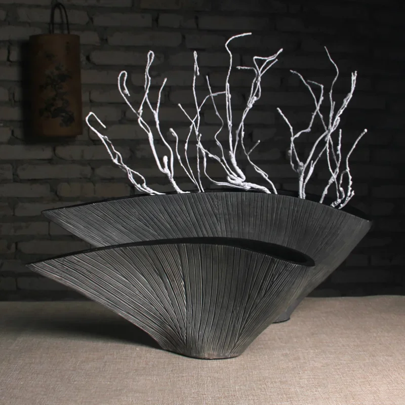 Creative Nordic style Resin vase modern abstract Fan-shaped vase Decoration crafts Home Decorations Dried flowers 4