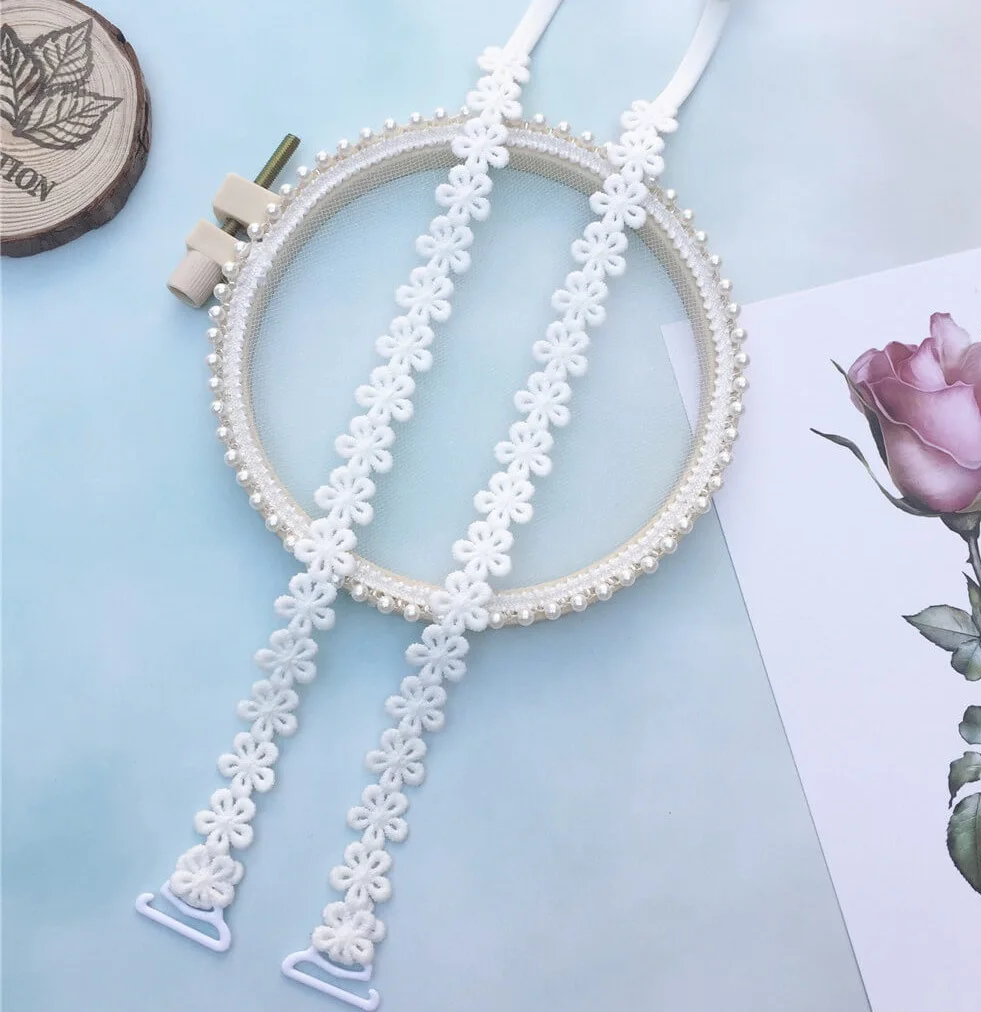 Moly Story Decorative Small Flower Thin Bra Straps Women Shoulder Strap Replacement Intimate Accessories Underwear Belt