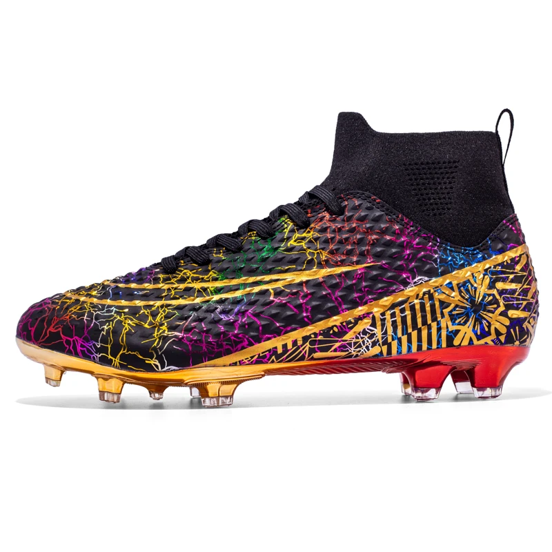 Men-s-High-Top-Soccer-Shoes-Non-Slip-Spike-Football-Boots-Gold-Plated ...