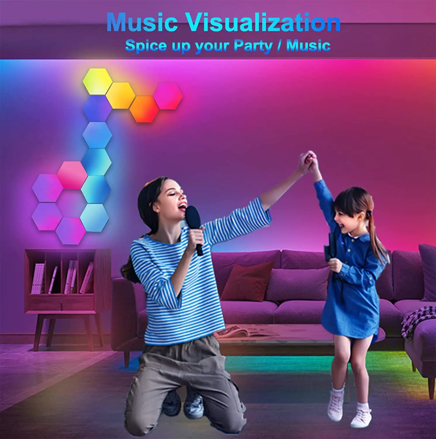  LED Hexagon Lights, Smart Hexagon Wall Lights App & Remote  Control,LED Light Panels Gaming Lights for Wall Music Sync,DIY Geometry RGB  Room Lights for Gaming Room Living & Bedroom Streaming,7