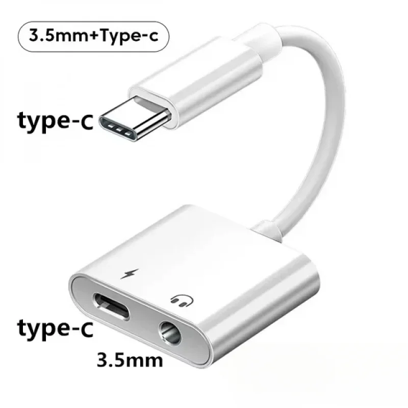 2-in-1 오디오 어댑터 USB C-3.5mm 잭 타입-C 충전 3.5mm AUX 케이블 (삼성, 아이폰, 화웨이 유선 헤드폰 연결용)