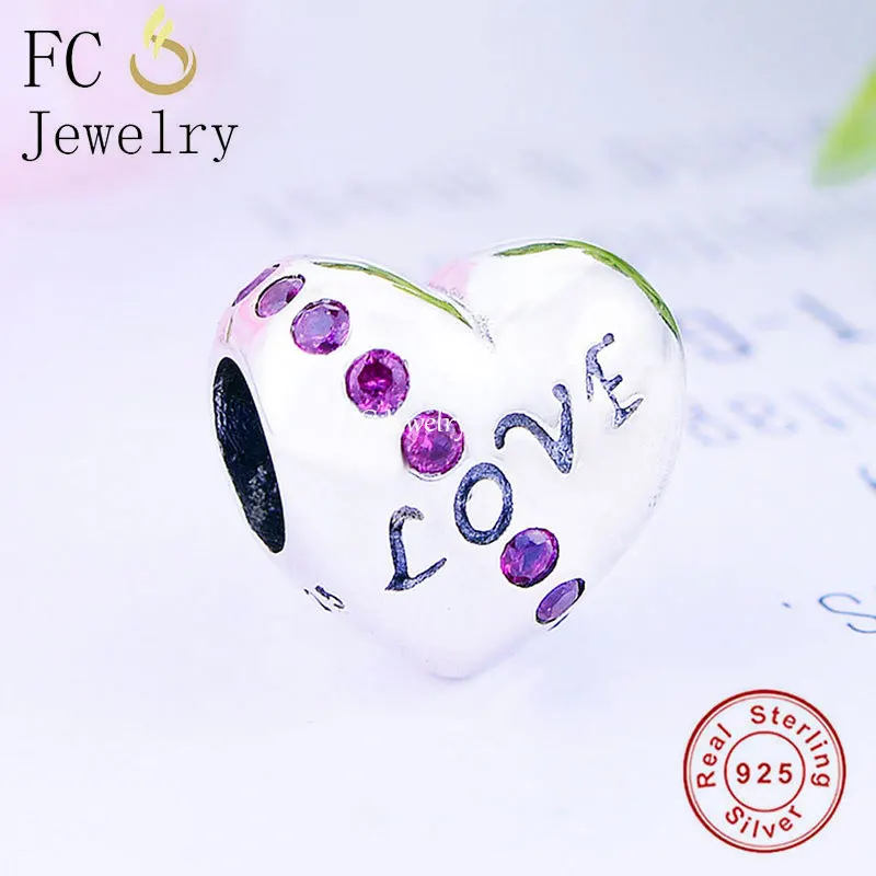 

FC Jewelry Fit Original Charms Bracelet 925 Sterling Silver Love Letter With Color Zirconia Beads For Women Berloque 2022 New