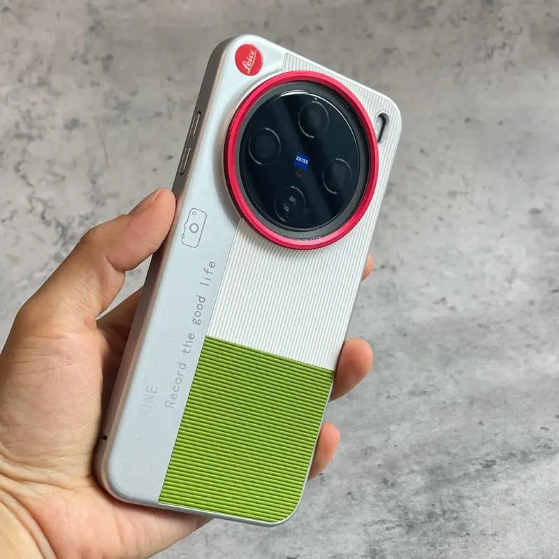 Elegant Vertical Striped Leather Case with Camera-Style Protection and Shockproof Bumper