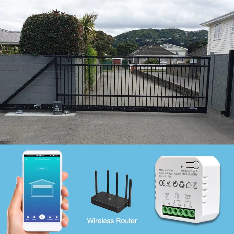 Tuya Smart Life Wifi Portão Swing Portão Deslizante Abridor Motorizado Controle Seco 240v App Controle Remoto e Alerta Controle de Voz de Segurança em Casa Inteligente com Google Home Alexa - Image 4