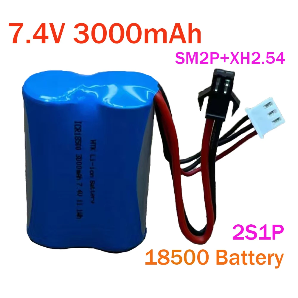 7.4V.3000mAh. 2S1P.18500 Lithium Battery. For,T socket, SM-2P,3P, 4P,  JST,XT30, Electric Remote Control Boat, Toy Racing Car