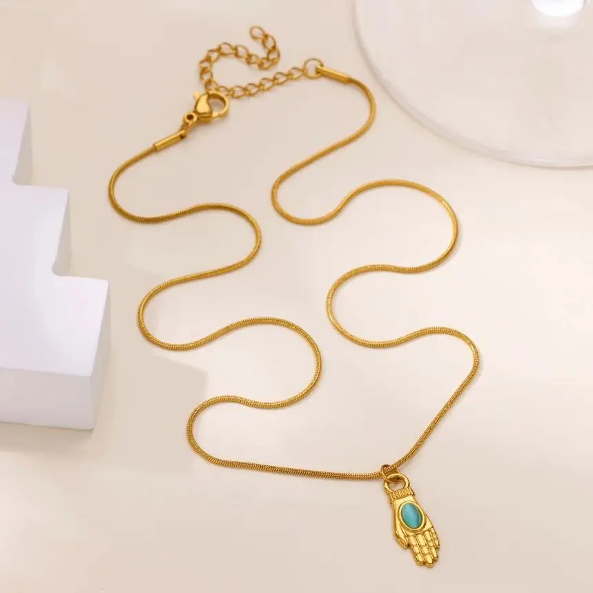 Stainless Steel Opal Hand Necklaces For Women