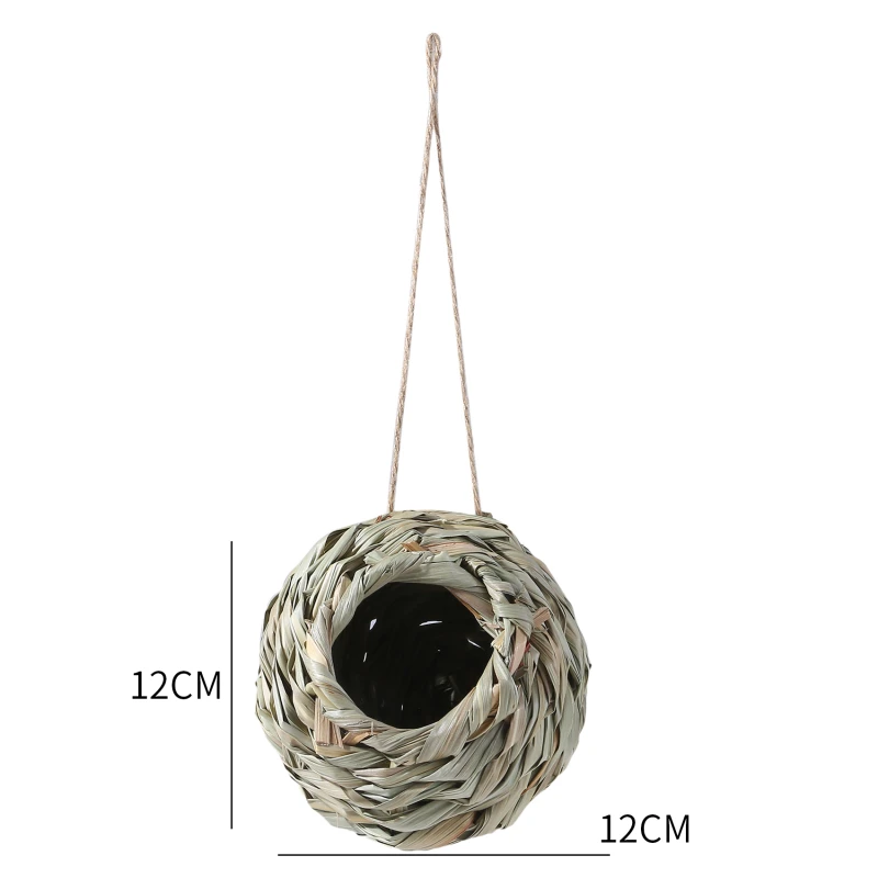 Birds Nest Bird Cage Natural Reed Grass Spherical Hummingbird Nest Outdoor Decorative Weaved Hanging Bird Nest Hous Proficient - Image 6