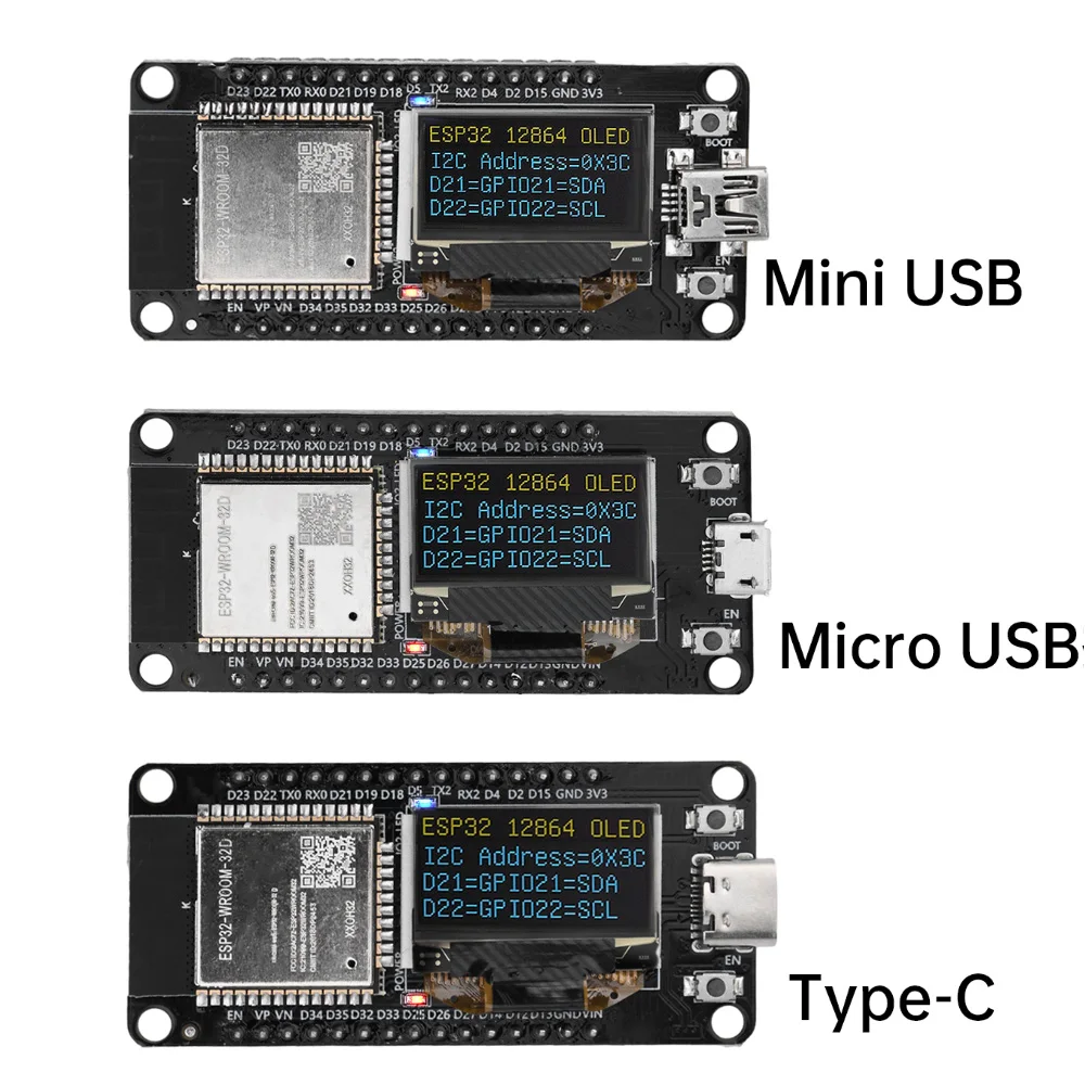 ESP-WROOM-32D-ESP32-Development-Board-0-96-Inch-OLED-Display-CH340C ...