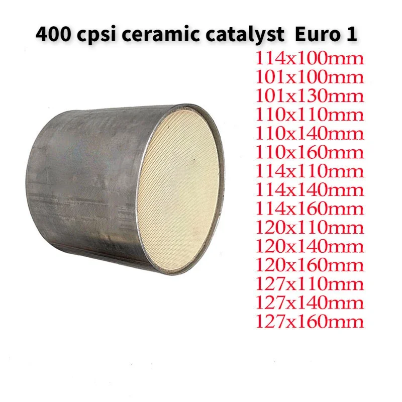 Catalytic Converter EURO 1 400 Cpsi High Flow 101/114/120/127*100 Mm Sport Three Way Round Ceramic Substrate Universal