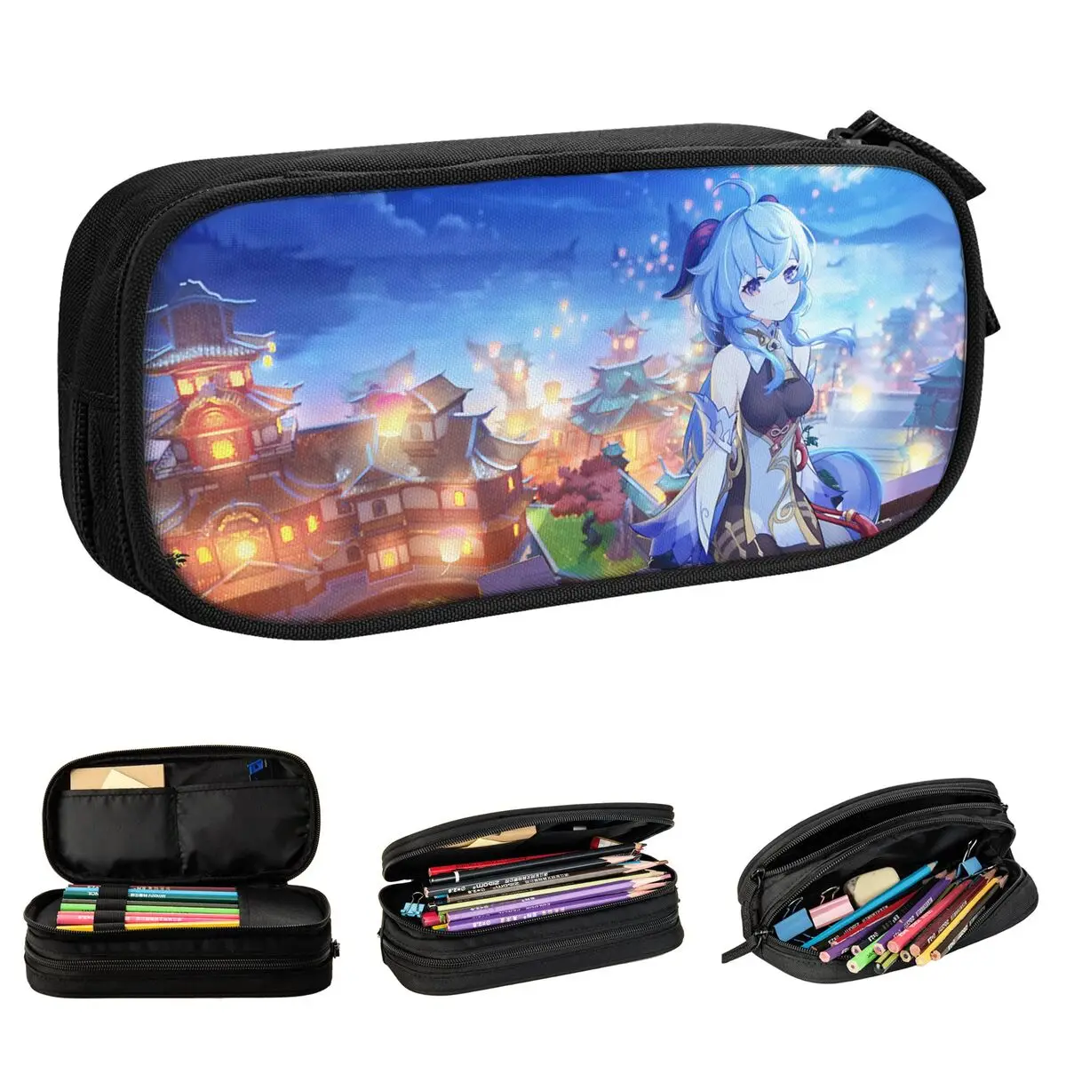 

Sexy Ganyu Genshin Impact Pencil Case Anime Pen Bag Girls Boys Large Storage School Supplies Cosmetic Pencilcases