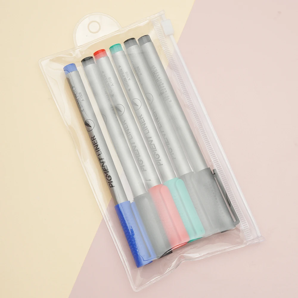 6pcs Waterproof Art Markers Brush Pen Office Student School Painting Line Drawing Black Fine Sketch Pens Art Supplies 0.5mm