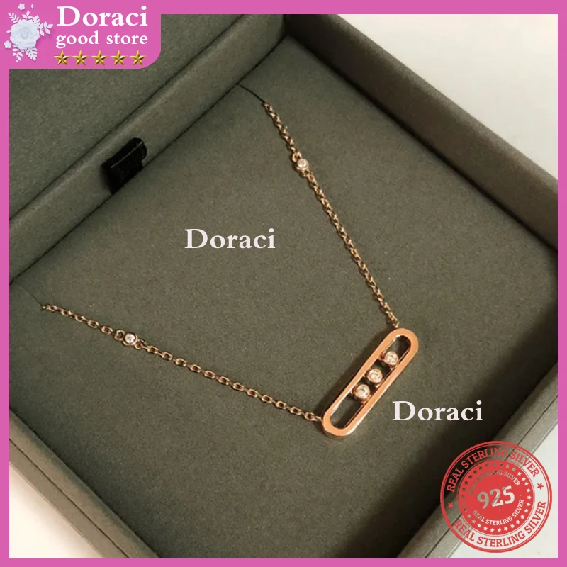 S925 Silver High Quality Original Logo Jewelry Women's Necklace Earstuds Move Gemstone Set, Elegant and charming temperament