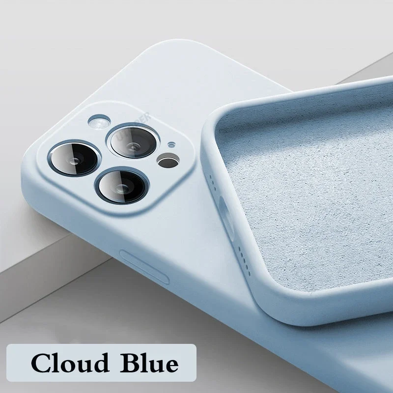 thumbnail image 1 of Square Soft Liquid Silicone Cover Case For iPhone 15 14 13 12 11 Pro Max Plus XS XR X Colorful Ultra Armor Bumper Cover, 1 of 5