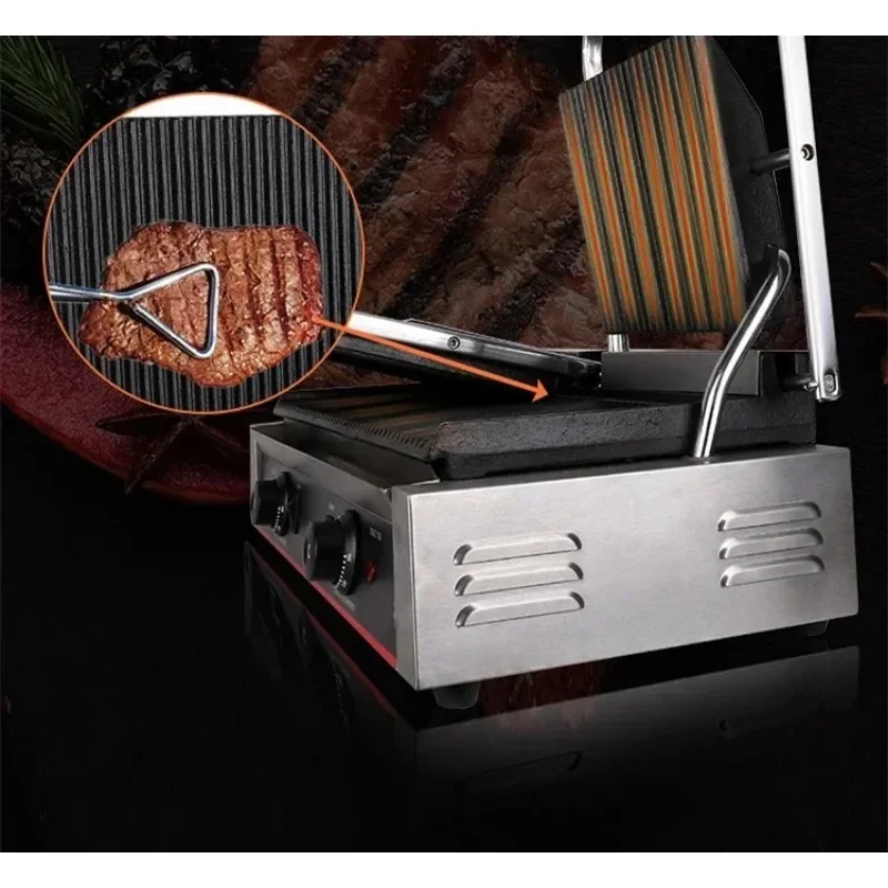 Electric Stripe Grill Commercial Multibaker Sandwich Maker Hot Plate Electric Waffle Maker Steak Making Machine Bread Device