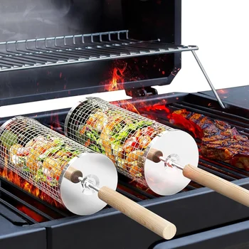 Stainless Steel Rolling BBQ Cage 1