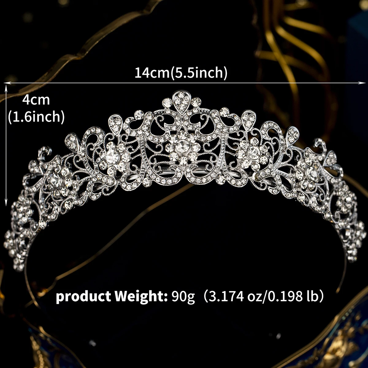 Vintage Bridal Crown Baroque Round Cake Crown Crystal Hair Bands Wedding Dress Headdress Hair Accessories Jewelry
