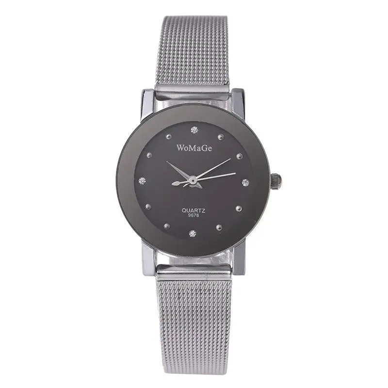 

Womage Women's Watches Fashion Minimalism Watch Women White Dial Silver Mesh Band Quartz Wristwatches Ladies Watches Reloj Mujer