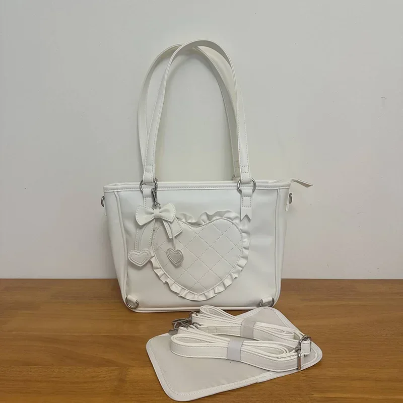White Shoulder Crossbody Sac Ladies Large Capacity Shopping Messenger Tote Leisure PU JK Handbags Itabag 3