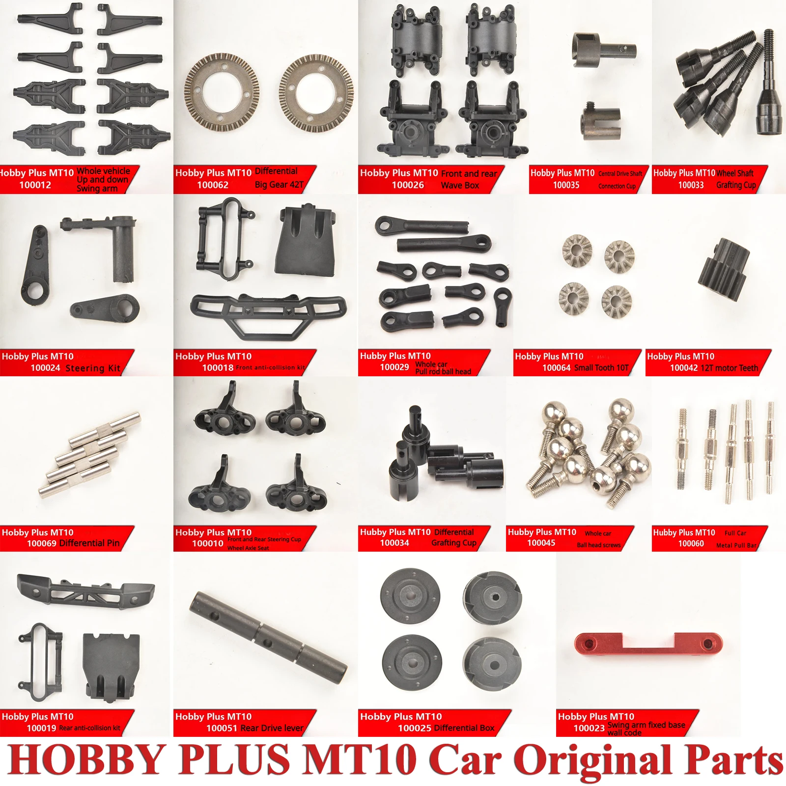 Hobby Plus Mt10 Rc Car Original Parts 100012 Full Car Up And Down Swing Arm Tazza Dello Sterzo Gruppo Differenziale Box Pull Rod Screw