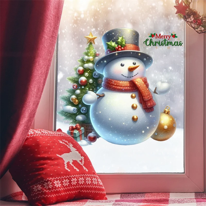 Wall Stickers Window Stickers Christmas Cartoon Window Stickers PVC Electrostatic Glass Decal Home Decoration