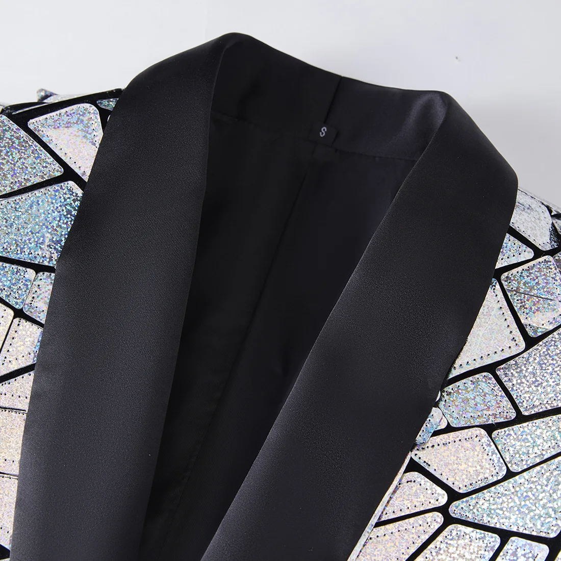 Male Glitter Silver Laser Mirror Blazer Coat Bar Nightclub Singer Stage Performance Sequin Suit Jacket Banquet Party Tuxedo