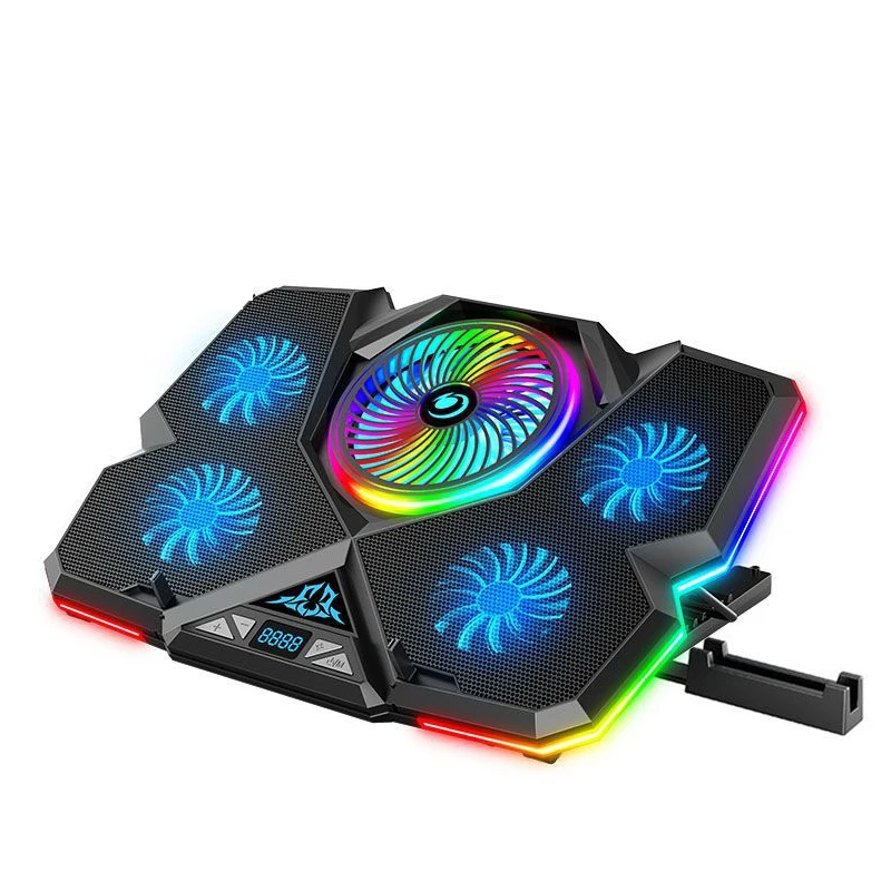 

Coolcold Laptop Cooler RGB Gaming Notebook Cool Stand Ergonomics Five Fans 2 USB Ports With HD Display For 14-17inch