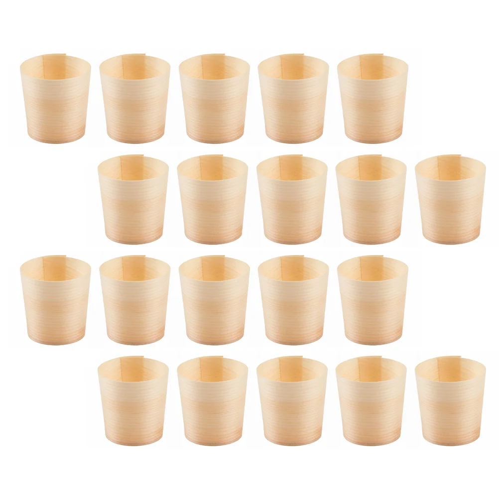 20Pcs Wooden Cups Chic Nice Fine Tableware Disposable Wood Cups Round