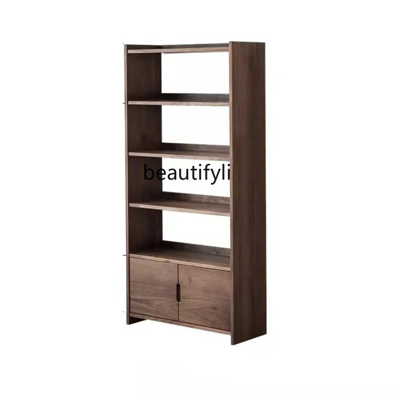 

North American Black Walnut Solid Wood Bookshelf Combination Partition Bookcase Log Floor Solid Wood Multi-Layer Shelf