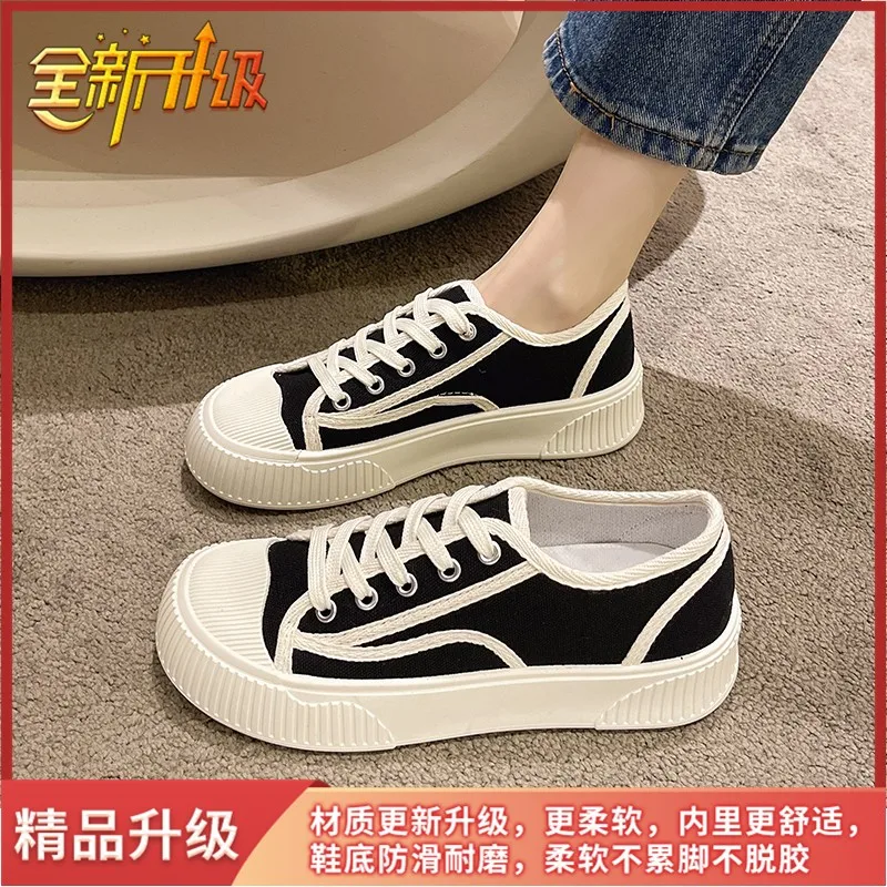Sneakers Shoes Women Canvas Shoes Platform White Casual Shoes Fashion Sneakers Platform Basket Lace-Up Casual Chunky Shoes
