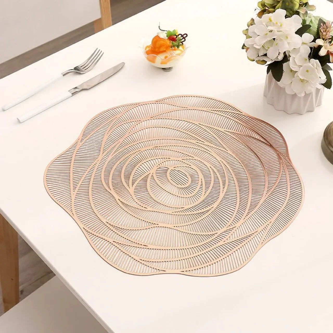Placemats-PVC-Rose-Gold-Table-Mat-Insulation-Coaster-Table-Pad ...