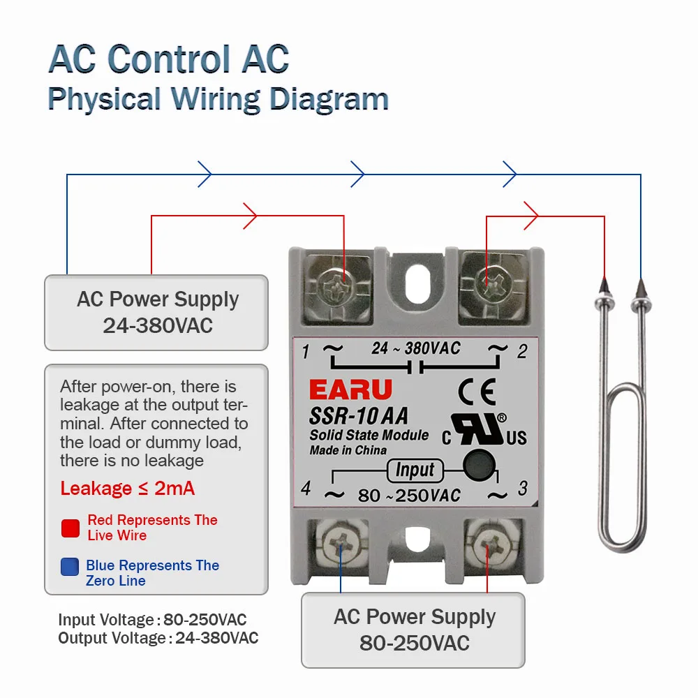 SSR-25DA SSR-40DA SSR-40AA SSR-40DD SSR 10A 25A 40A 60A 80A 100A DD DA AA modulo relè a stato solido per controllo della temperatura PID