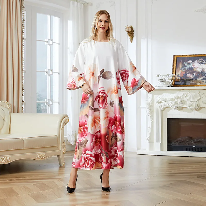 

Women Boho Printed Long Shirts Dress Summer Turn-down Collar Long Sleeve Party Dress Female Casual Evening Maxi Dresses Vestidos